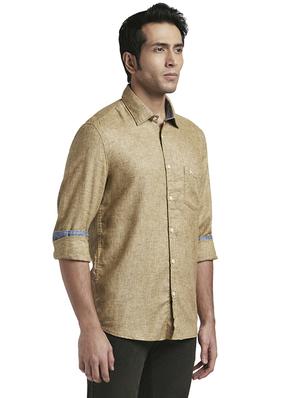 brown solid casual shirt - 17767999 - Standard Image - 3