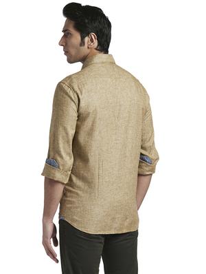 brown solid casual shirt - 17767999 - Standard Image - 4