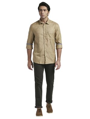 brown solid casual shirt - 17767999 - Standard Image - 5