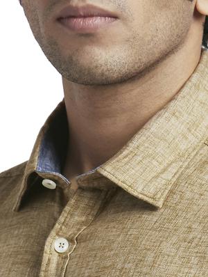 brown solid casual shirt - 17767999 - Standard Image - 6