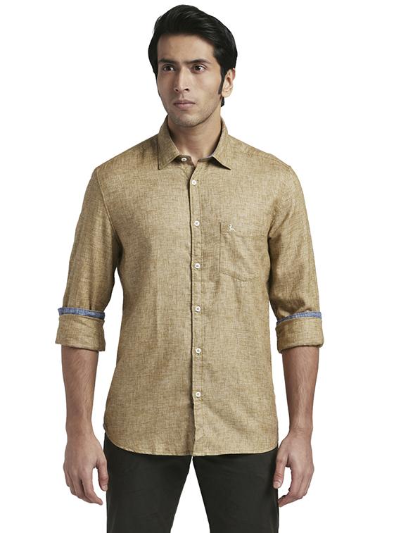 brown solid casual shirt - 17767999 - Zoom Image - 1