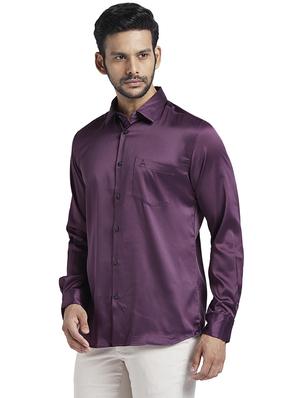 purple solid casual shirt - 17768052 - Standard Image - 3