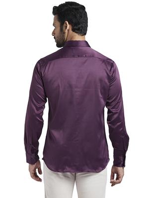 purple solid casual shirt - 17768052 - Standard Image - 4