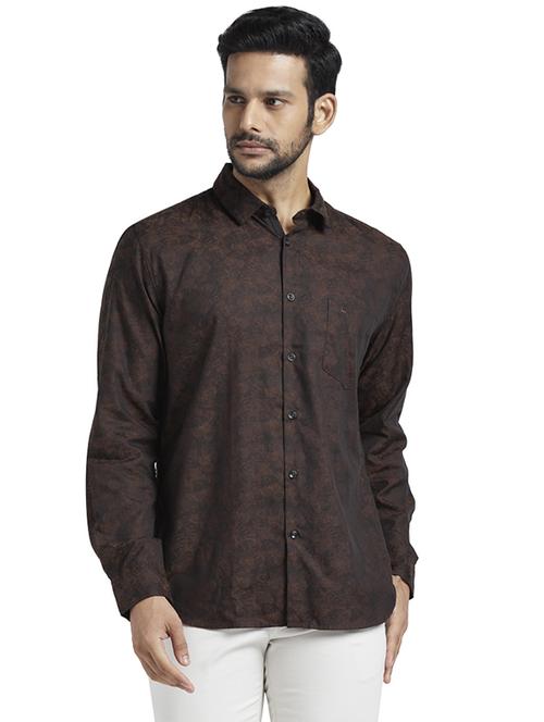 brown printed casual shirt - 17768057 - Standard Image - 1