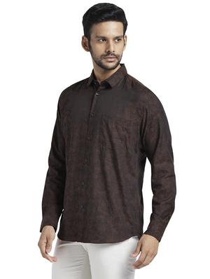brown printed casual shirt - 17768057 - Standard Image - 3