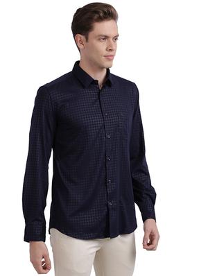 navy blue checkered casual shirt - 17768059 - Standard Image - 2