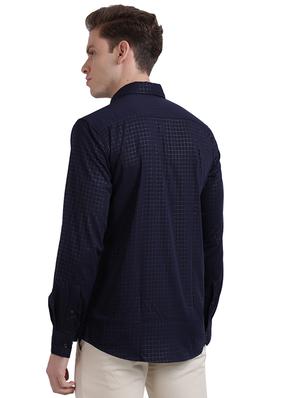 navy blue checkered casual shirt - 17768059 - Standard Image - 4