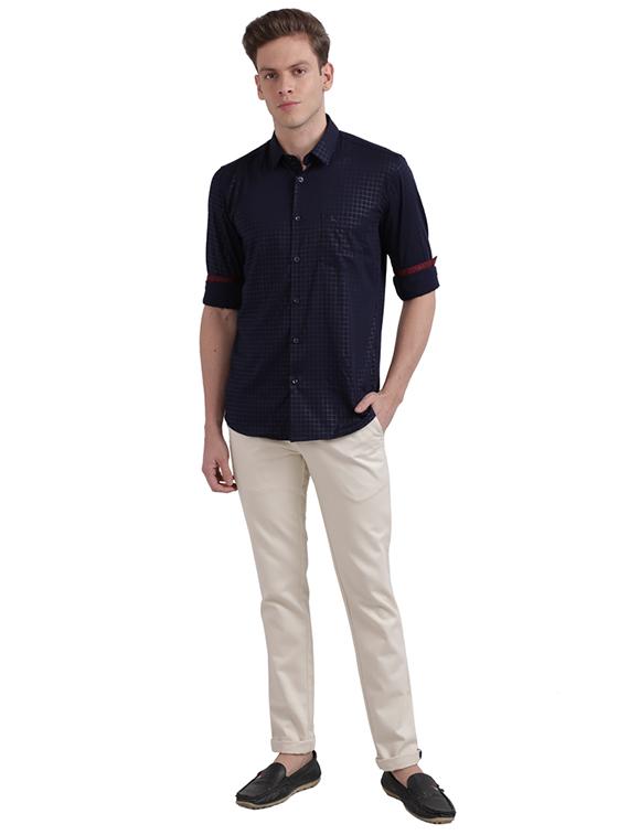 navy blue checkered casual shirt - 17768059 - Zoom Image - 5