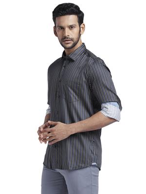 grey striped casual shirt - 17768066 - Standard Image - 2