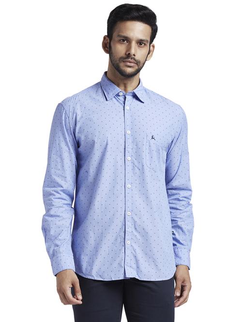 blue printed casual shirt - 17768071 - Standard Image - 1
