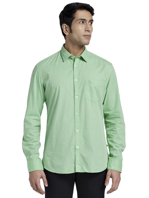 green solid casual shirt - 17768076 - Standard Image - 1