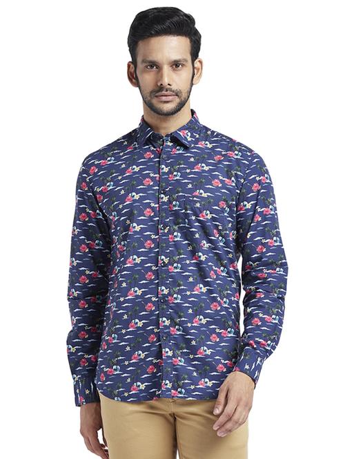 blue floral print casual shirt - 17768095 - Standard Image - 1