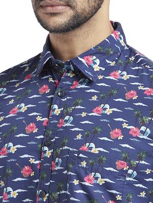 blue floral print casual shirt - 17768095 - Standard Image - 5