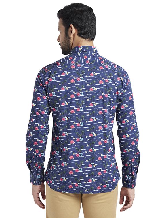 blue floral print casual shirt - 17768095 - Zoom Image - 3