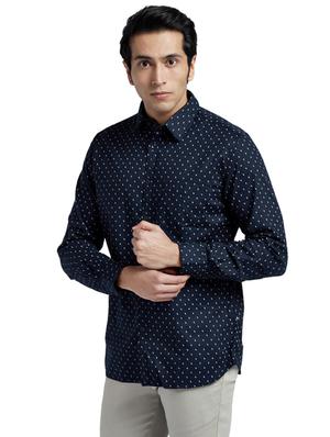 navy blue printed casual shirt - 17768097 - Standard Image - 2