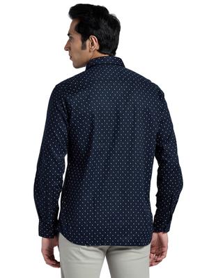 navy blue printed casual shirt - 17768097 - Standard Image - 3