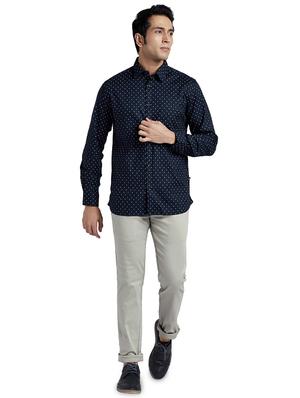 navy blue printed casual shirt - 17768097 - Standard Image - 4