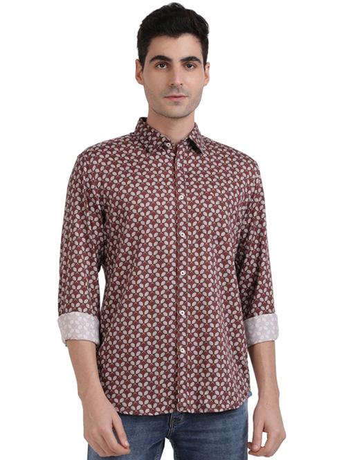 brown printed casual shirt - 17768104 - Standard Image - 1