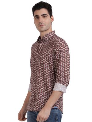 brown printed casual shirt - 17768104 - Standard Image - 2