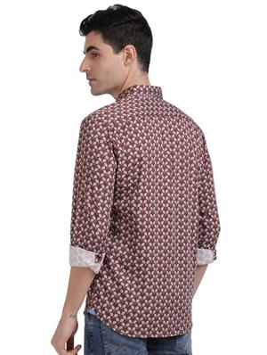 brown printed casual shirt - 17768104 - Standard Image - 3