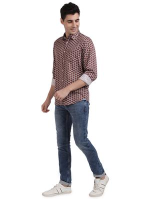brown printed casual shirt - 17768104 - Standard Image - 4