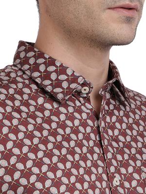 brown printed casual shirt - 17768104 - Standard Image - 5