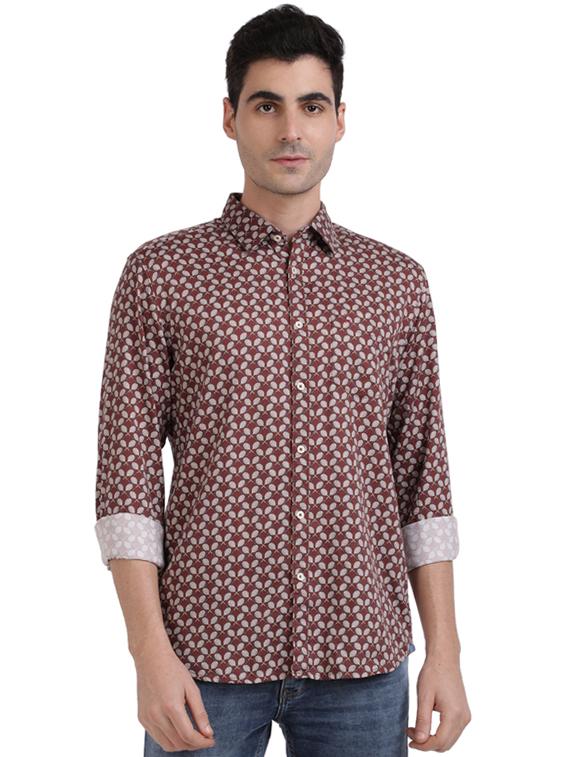 brown printed casual shirt - 17768104 - Zoom Image - 1