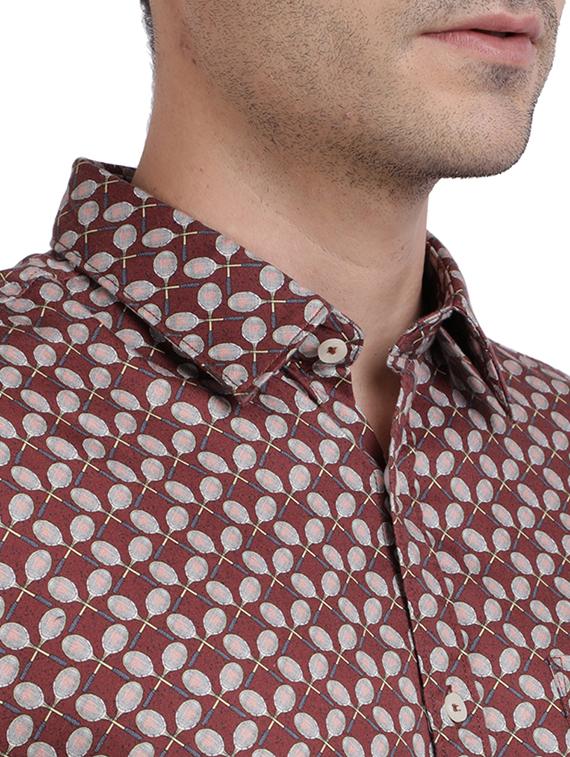 brown printed casual shirt - 17768104 - Zoom Image - 5