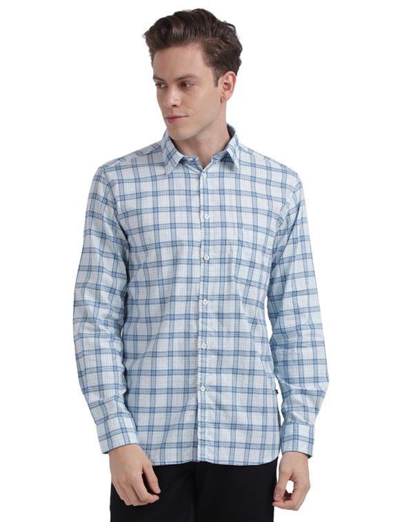 blue checkered casual shirt - 17768107 - Zoom Image - 1
