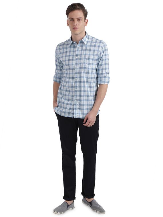 blue checkered casual shirt - 17768107 - Zoom Image - 4