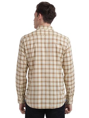 beige checkered casual shirt - 17768108 - Standard Image - 3