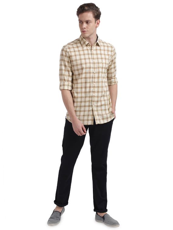 beige checkered casual shirt - 17768108 - Zoom Image - 4