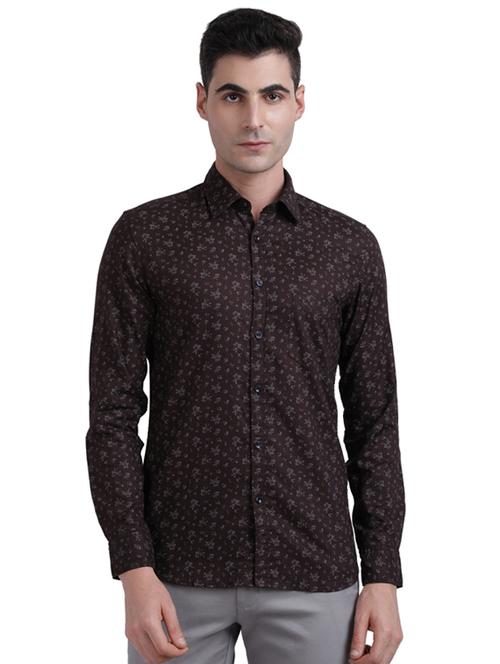 brown printed casual shirt - 17768110 - Standard Image - 1