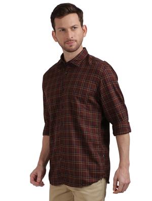 brown checkered casual shirt - 17768116 - Standard Image - 2