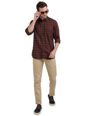 brown checkered casual shirt - 17768116 - Standard Image - 4