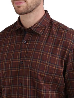 brown checkered casual shirt - 17768116 - Standard Image - 5