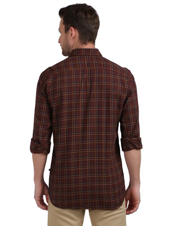 brown checkered casual shirt - 17768116 - Zoom Image - 3
