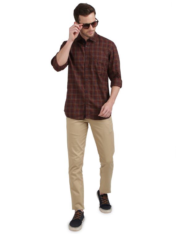 brown checkered casual shirt - 17768116 - Zoom Image - 4