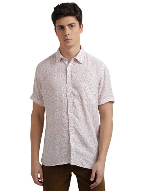 white printed linen casual shirt - 17768127 - Standard Image - 1