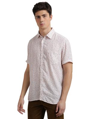 white printed linen casual shirt - 17768127 - Standard Image - 2