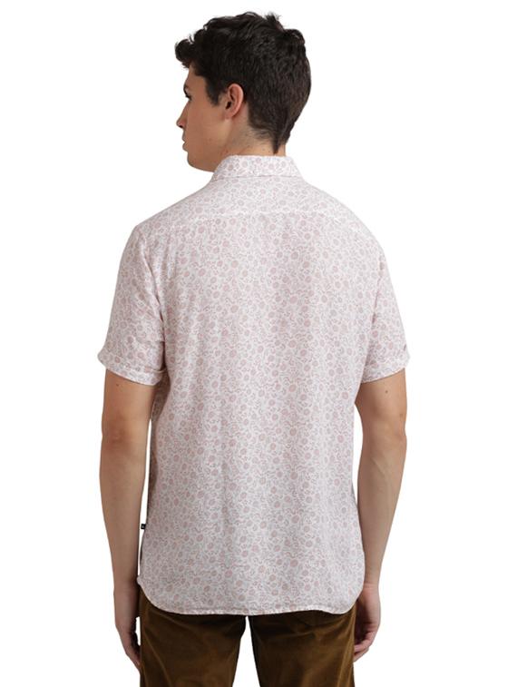 white printed linen casual shirt - 17768127 - Zoom Image - 3