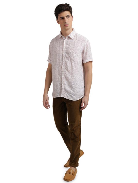 white printed linen casual shirt - 17768127 - Zoom Image - 4
