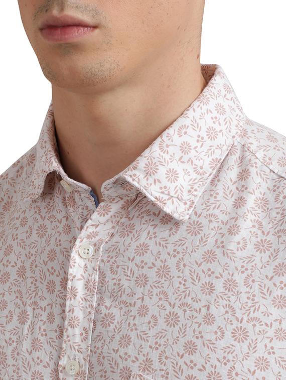 white printed linen casual shirt - 17768127 - Zoom Image - 5