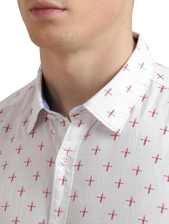 white printed casual shirt - 17768131 - Zoom Image - 5