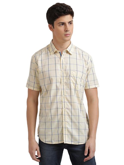 yellow checkered casual shirt - 17768144 - Standard Image - 1
