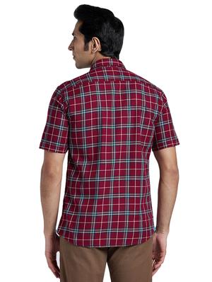 maroon checkered casual shirt - 17768150 - Standard Image - 3