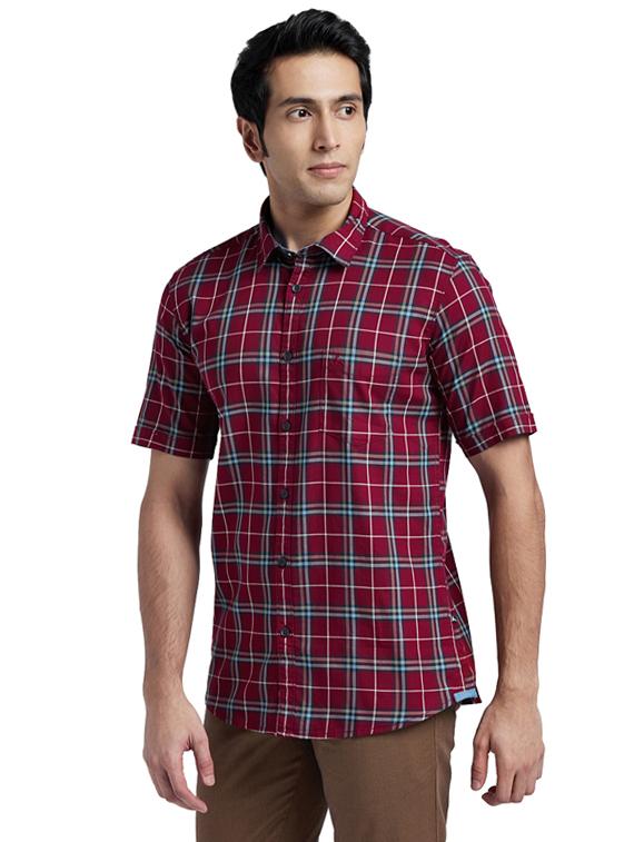maroon checkered casual shirt - 17768150 - Zoom Image - 2