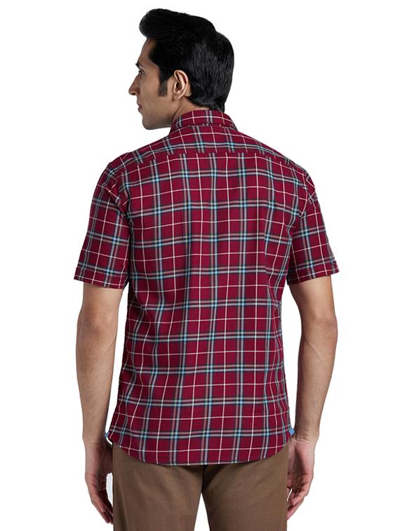 maroon checkered casual shirt - 17768150 - Zoom Image - 3