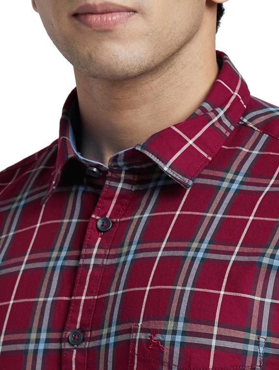 maroon checkered casual shirt - 17768150 - Zoom Image - 5