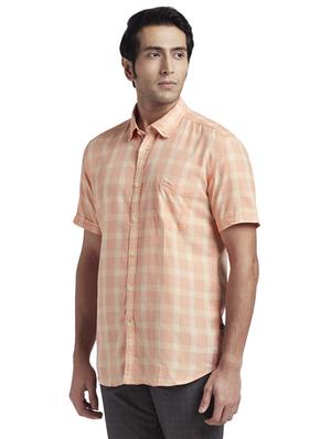 peach checkered casual shirt - 17768156 - Standard Image - 2